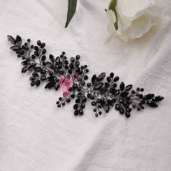 Accesoriu elegant pentru decor par AP013EE Negru cu cristale Negre deosebite + 2 Agrafe